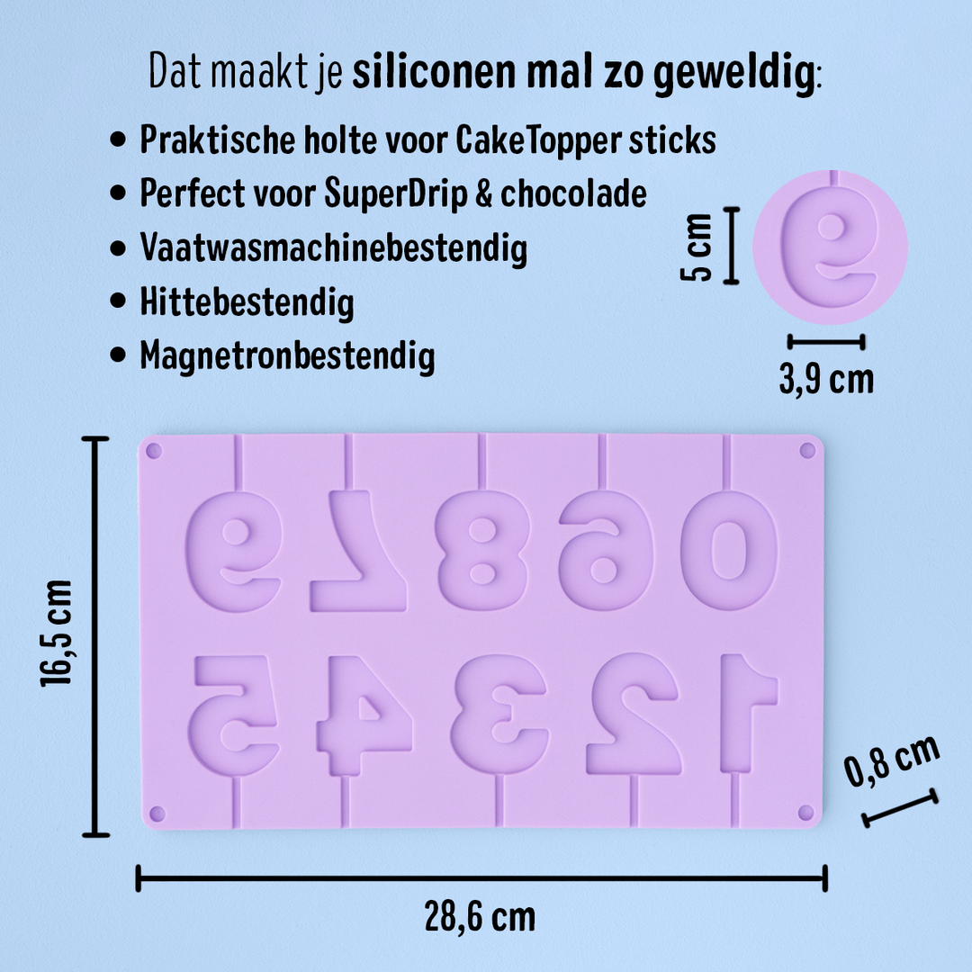 Siliconen mal Numers op stokje